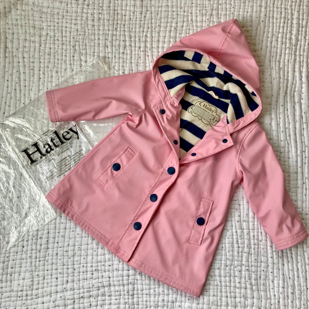 Hatley Girls' Splash Jacket Pink & Navy Stripe
